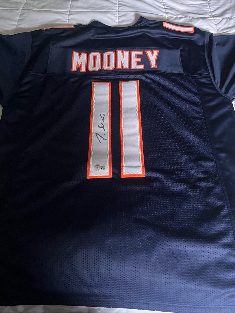 Chicago Bears Autographed Mooney #11 Navy Football Jersey XL